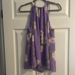 PinkBlush Maternity Floral Purple Halter Top M